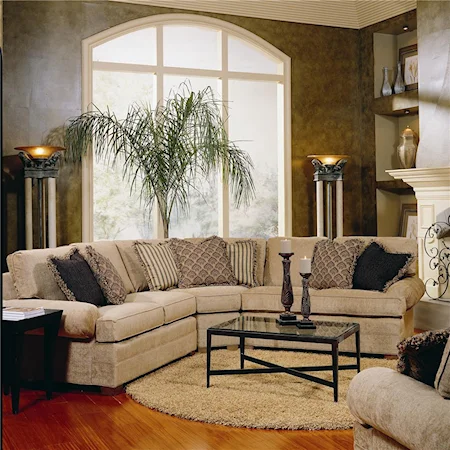 Sectional Sofa with Low Profile Rolled Arms